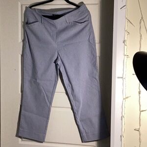 Blue and white stripe capris